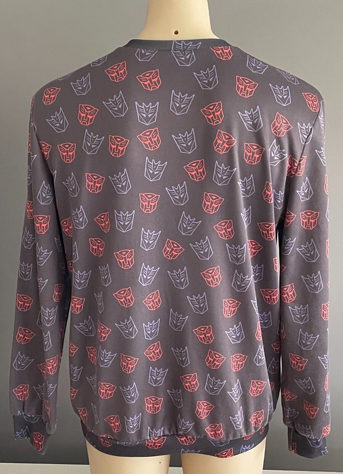 MR GUGU & MISS GO Transformers Mask Fleece Sweatshirt L Brown Mauve Coral NEW