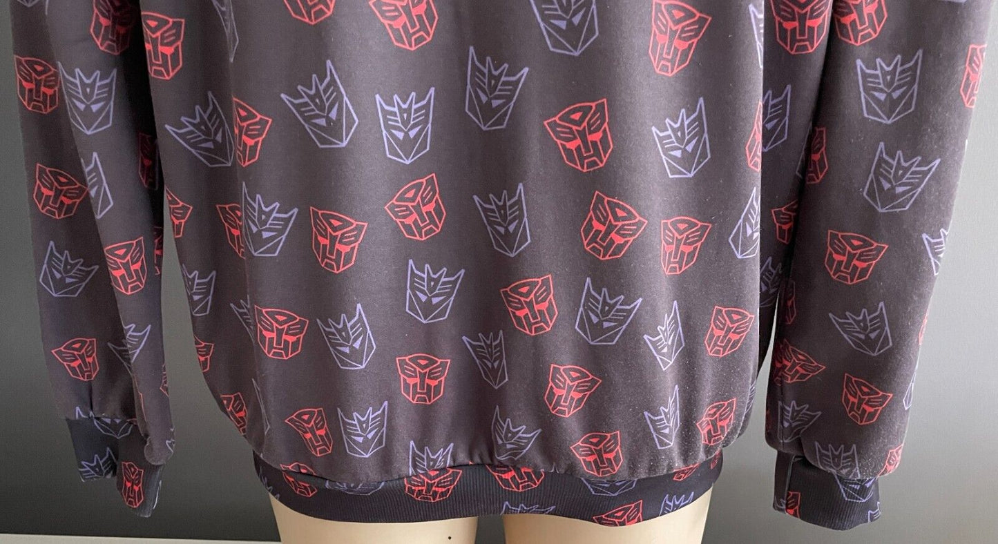 MR GUGU & MISS GO Transformers Mask Fleece Sweatshirt L Brown Mauve Coral NEW