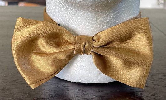 Gold Satin Look & Feel Pre-tied Bow Tie Adjustable Neck