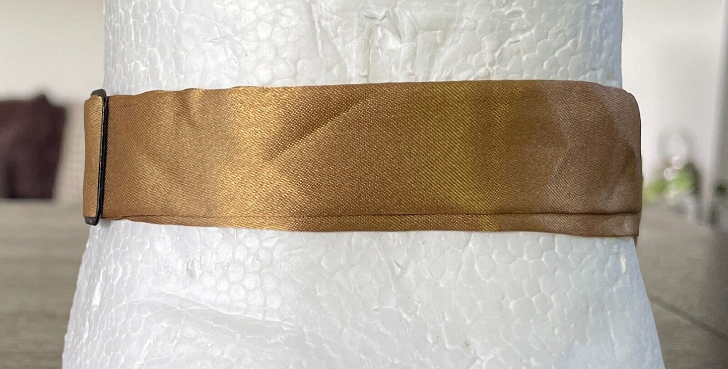 Gold Satin Look & Feel Pre-tied Bow Tie Adjustable Neck