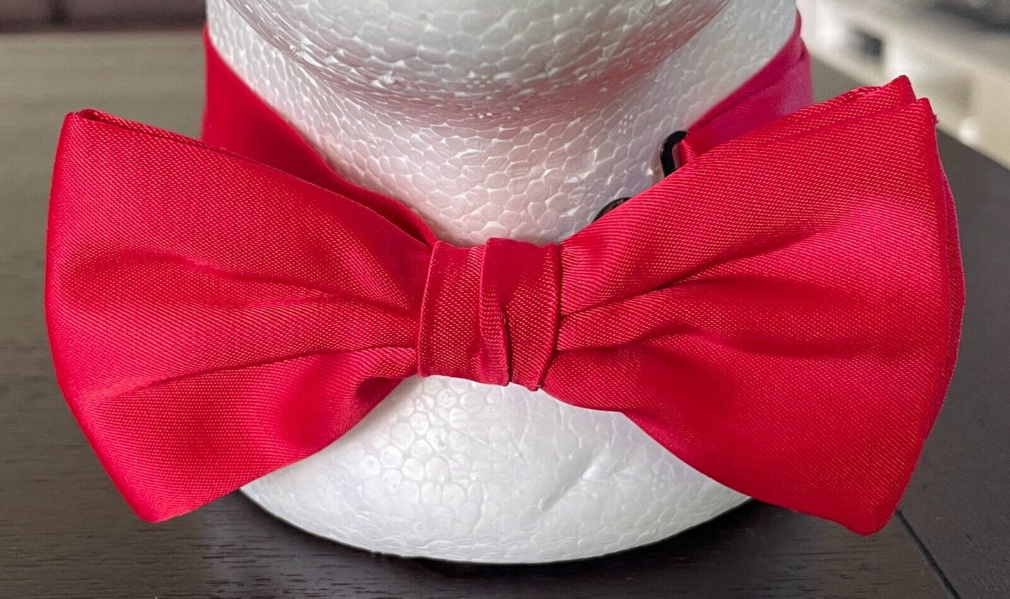 Red Bow Tie Pre-Tied Adjustable Polyester Fabric - Formal Events