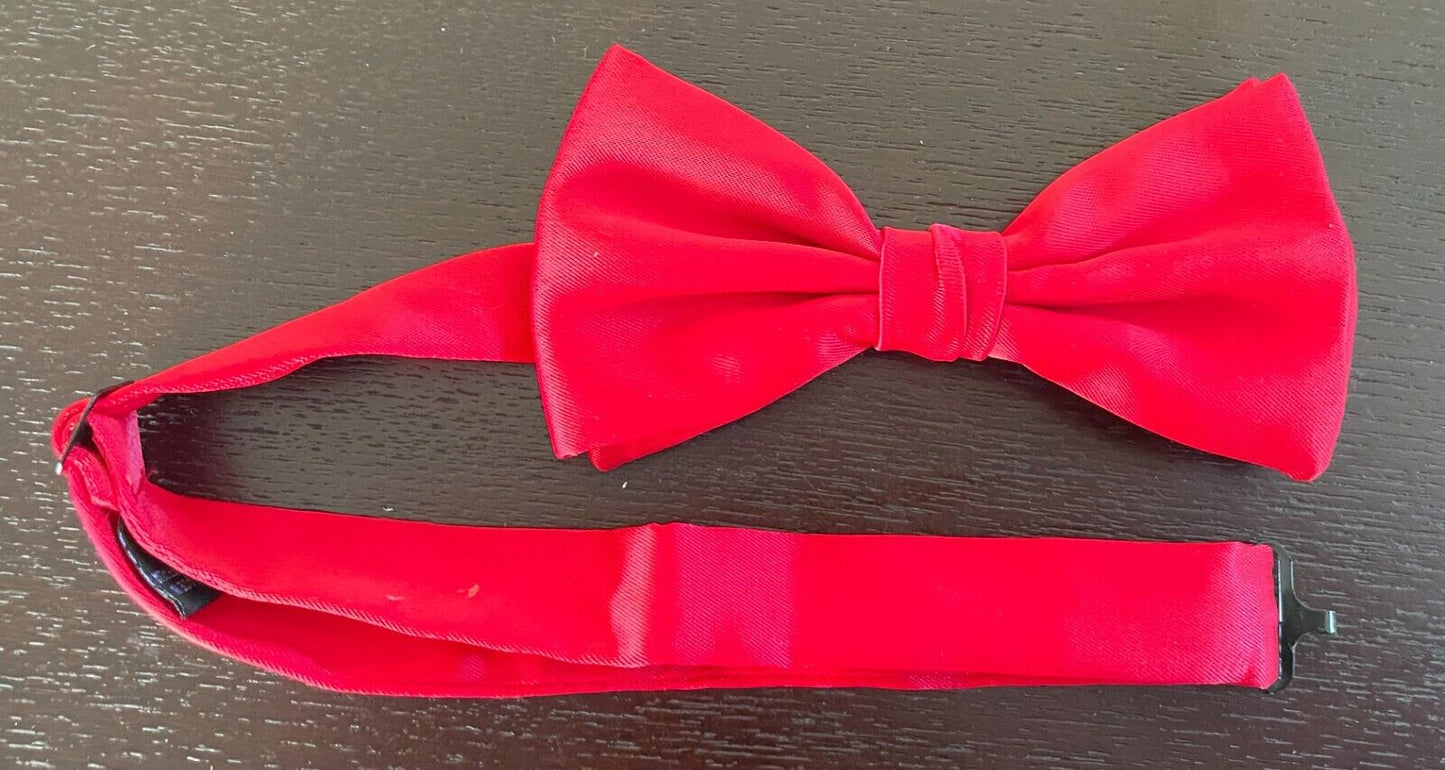 Red Bow Tie Pre-Tied Adjustable Polyester Fabric - Formal Events