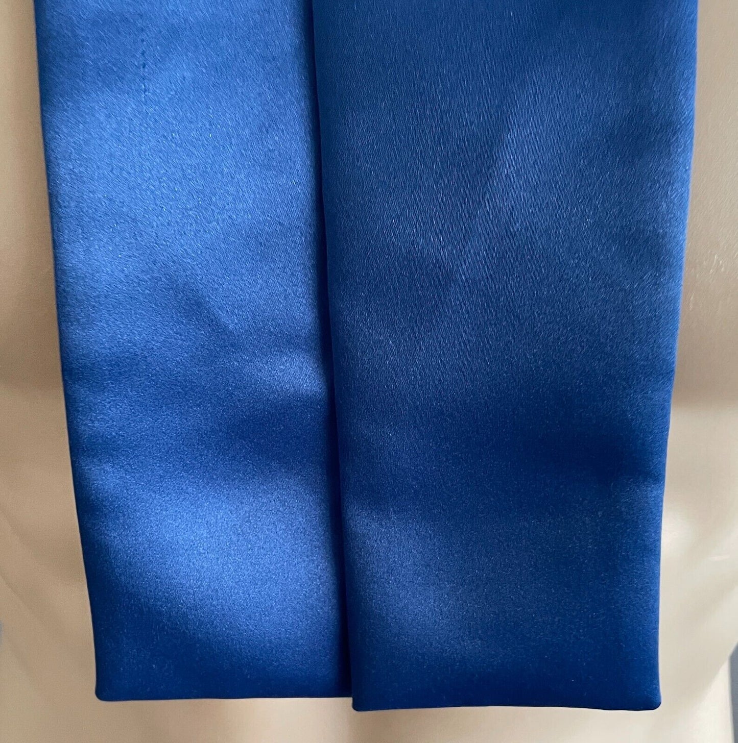 Vintage Cravat Dark Blue Satin Mens Pre-Tied Necktie Puff Adjust Clasp Closure