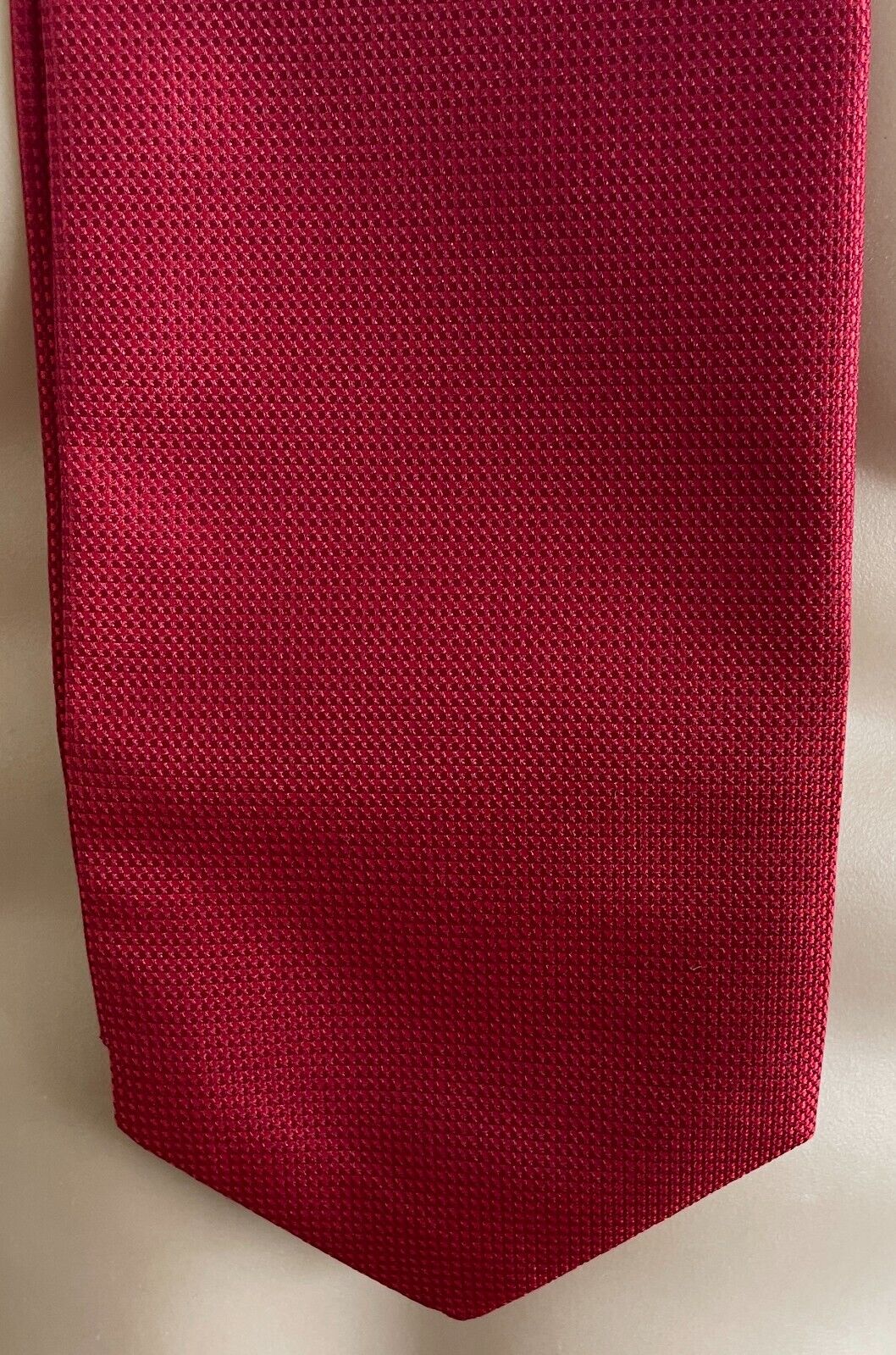 Vintage Mens Pre-Tied Necktie Cravat Red Jacquard Puff Adjustable Clasp Closure