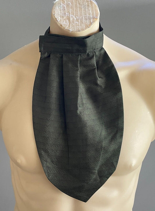 TOOTAL CRAVAT Khaki & Faint Black Print Pre - Tied Neck Tie Ascot Mens Vintage