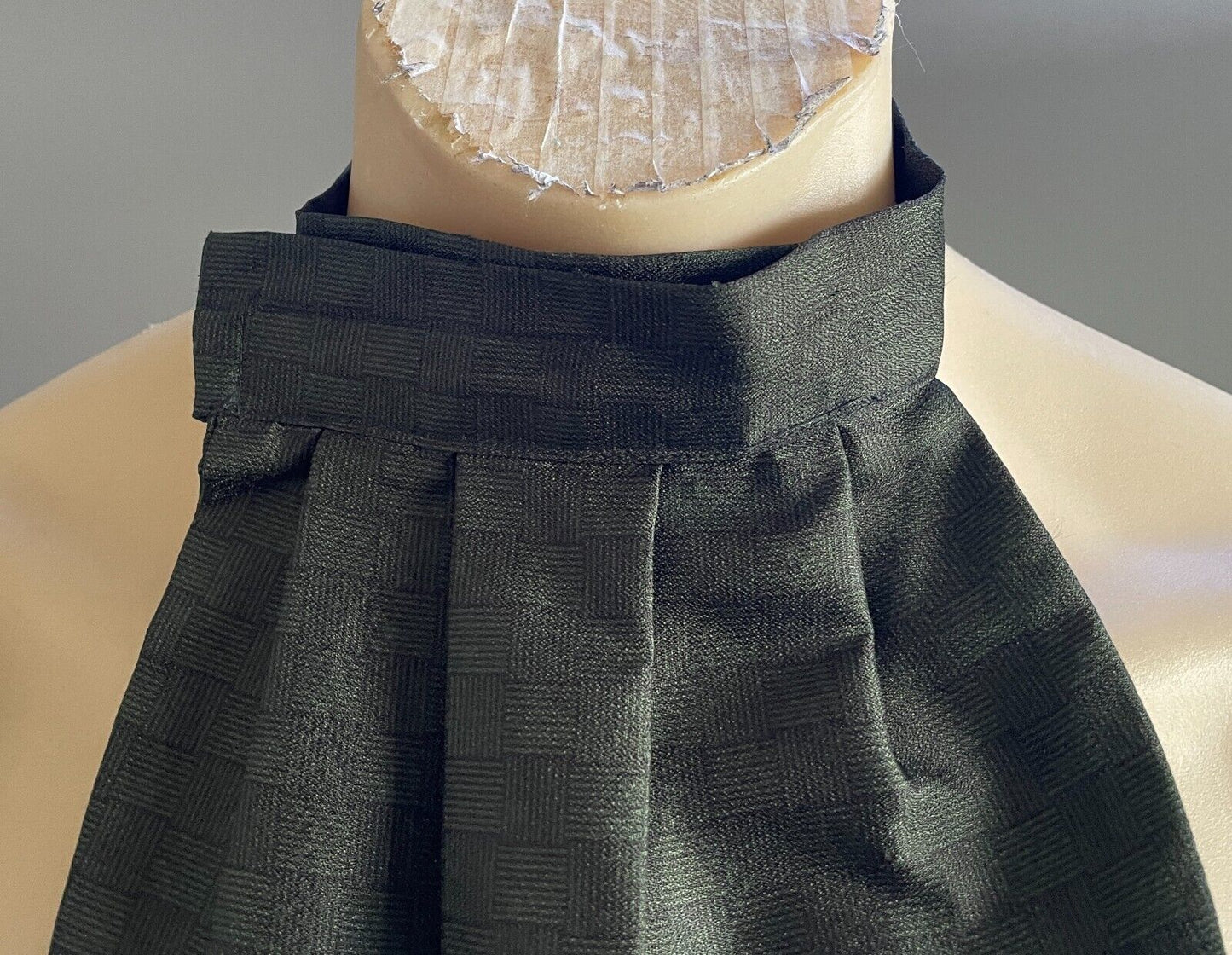 TOOTAL CRAVAT Khaki & Faint Black Print Pre - Tied Neck Tie Ascot Mens Vintage