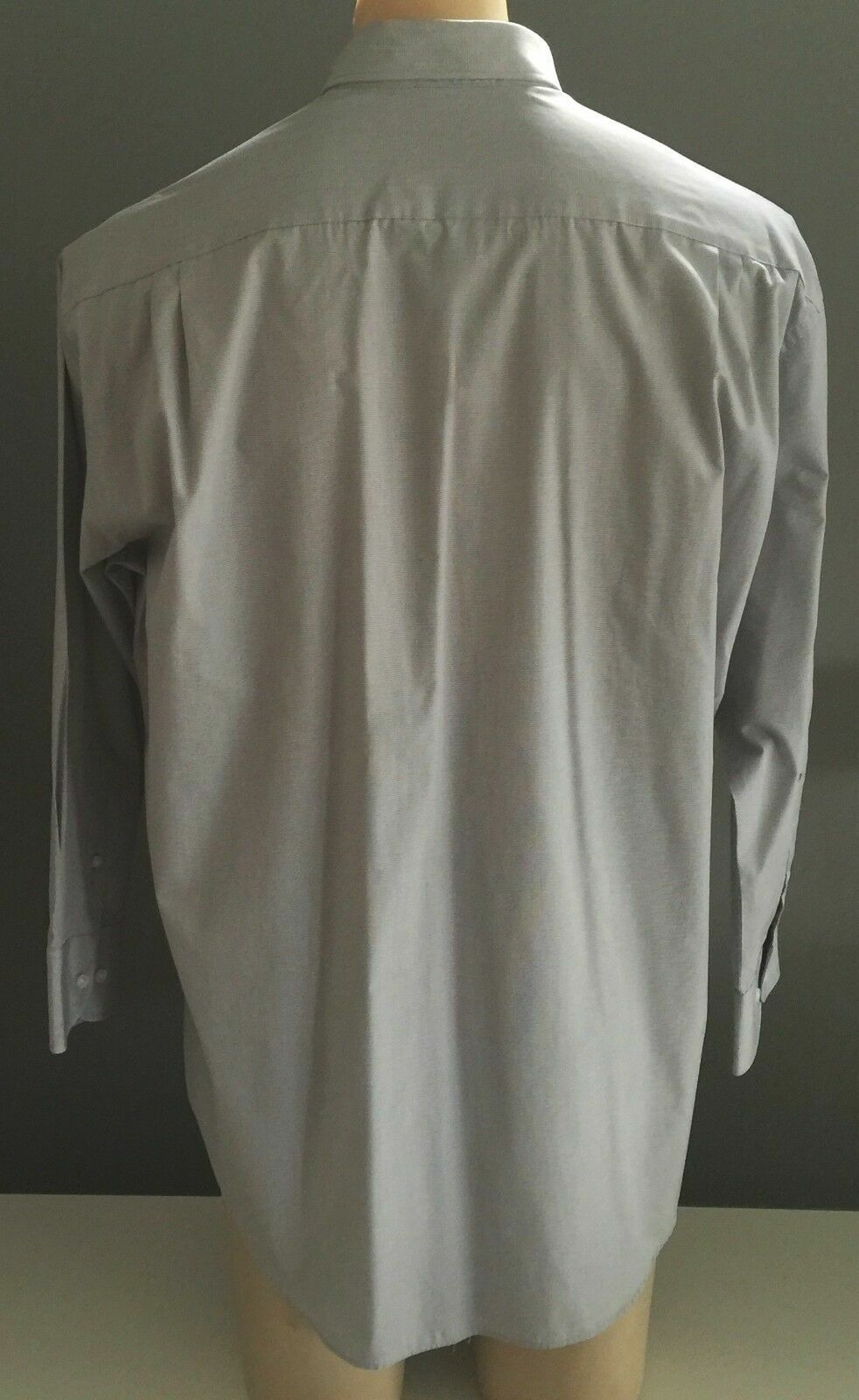 Mens VAN HEUSEN Long Sleeve Shirt Grey & White Classic Fit Size Neck 44cm