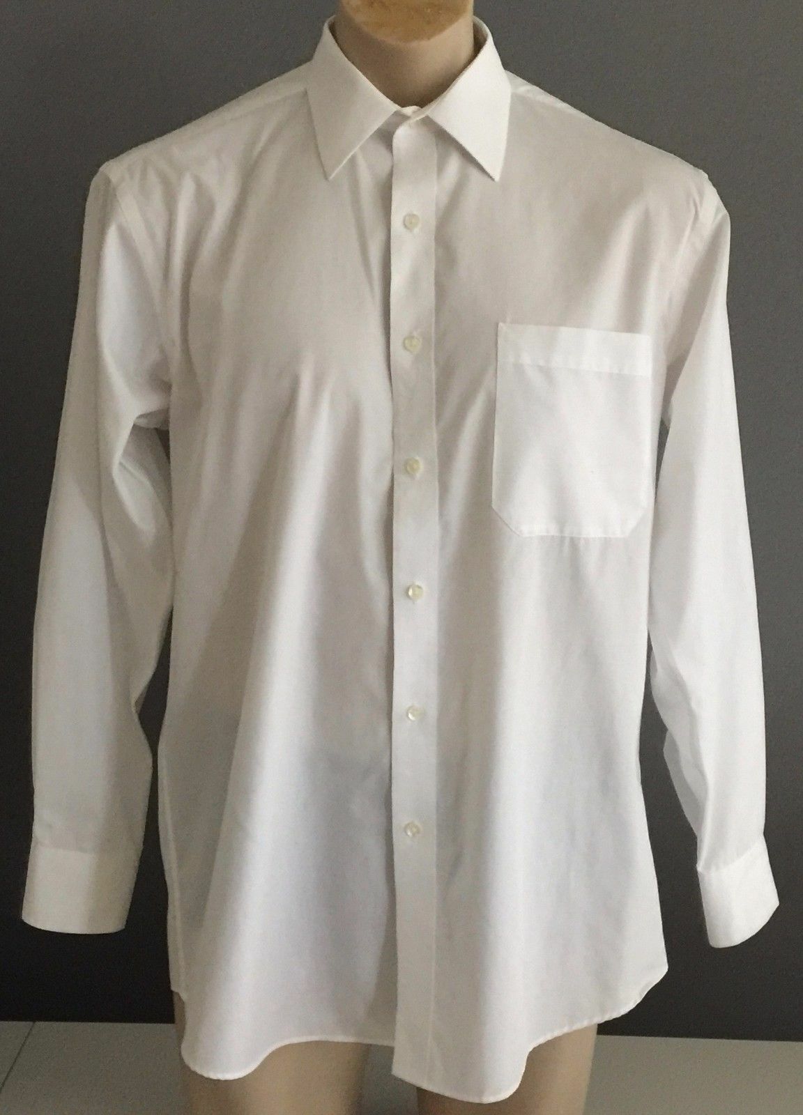 Mens SHIRTMASTER White Shirt Long Sleeve Classic Fit Mens Size 39 Smart Office