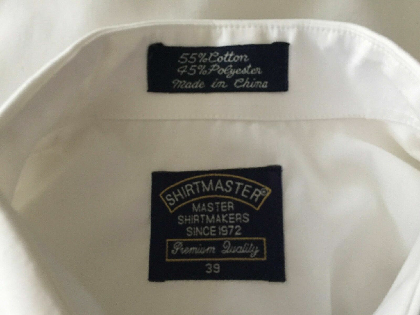 Mens SHIRTMASTER White Shirt Long Sleeve Classic Fit Mens Size 39 Smart Office