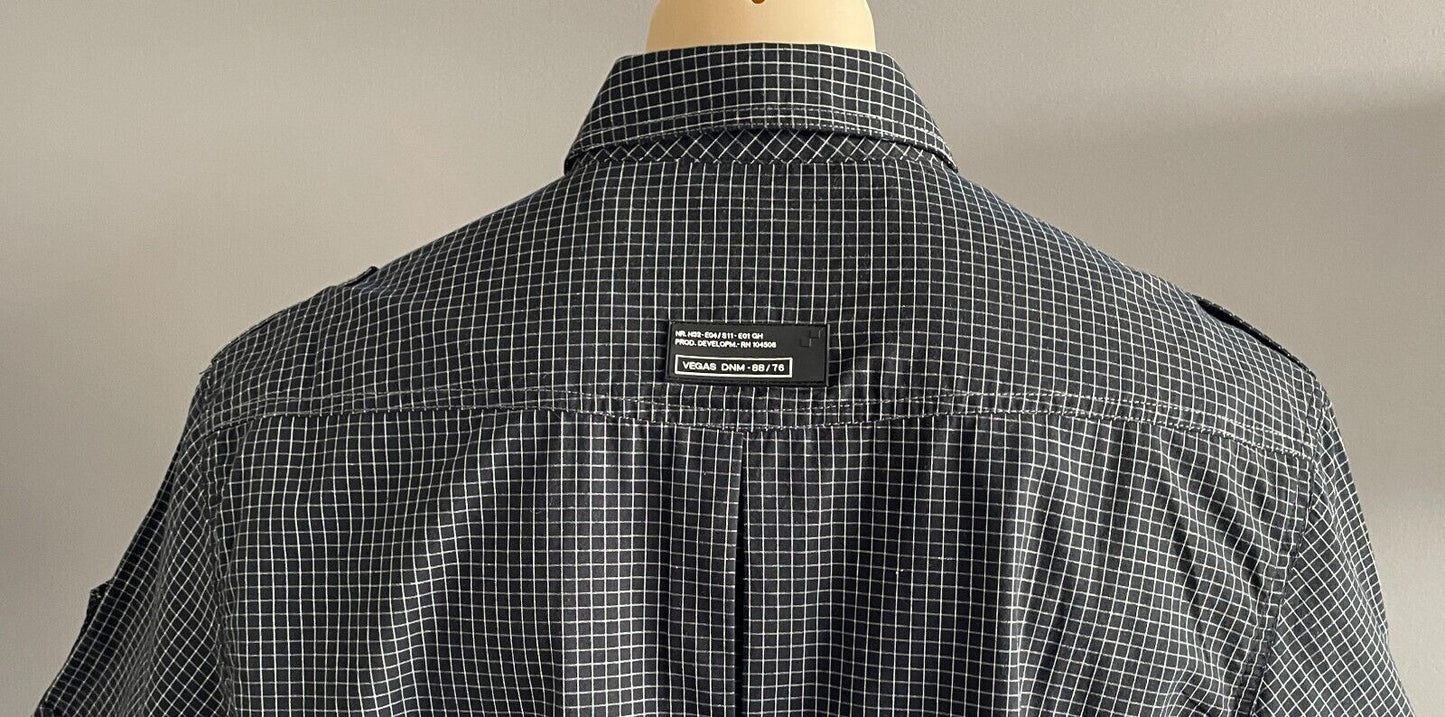 Mens VEGAS JEANS Short Sleeve Shirt Black & White Check Cotton Size XXXL NEW