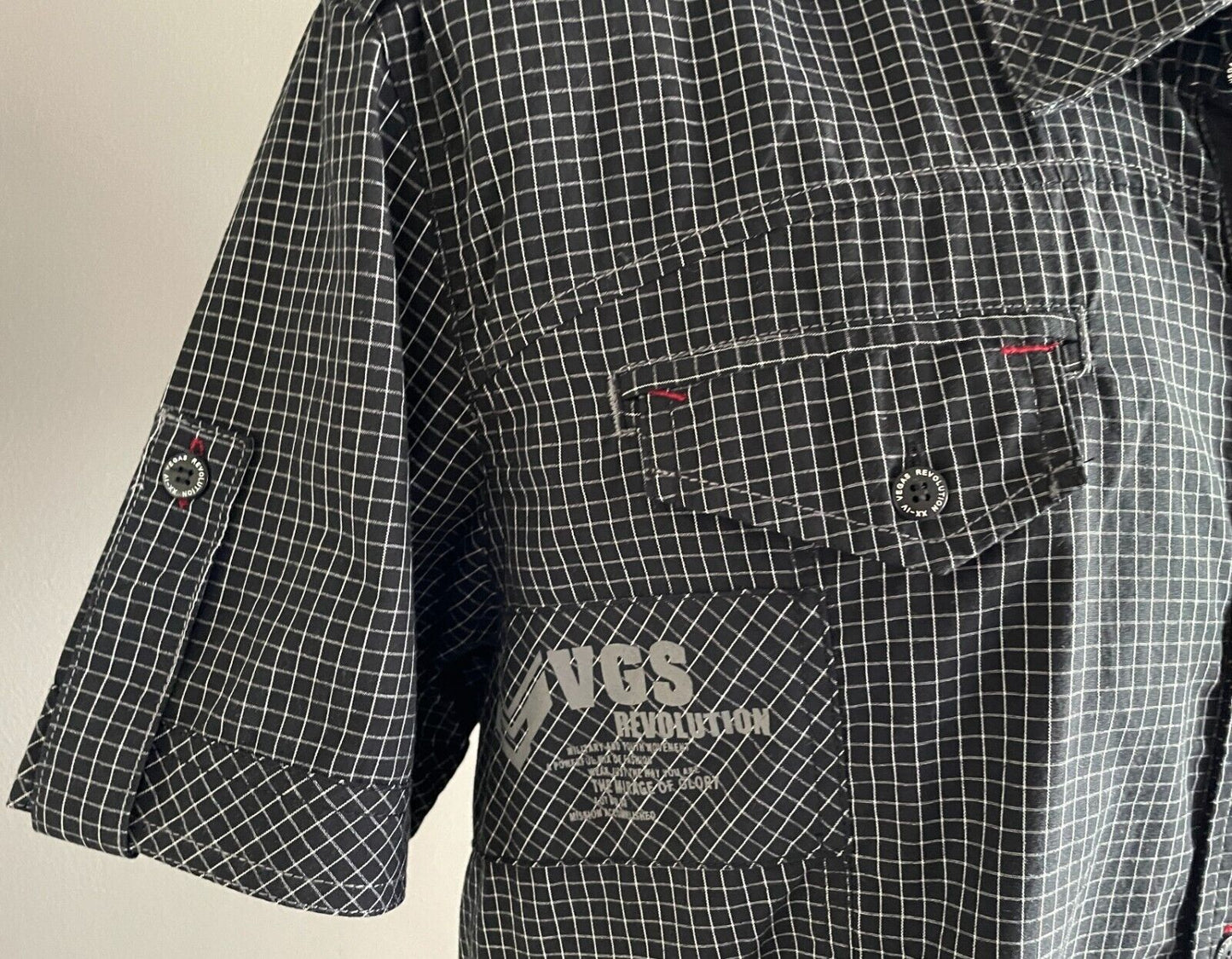 Mens VEGAS JEANS Short Sleeve Shirt Black & White Check Cotton Size XXXL NEW