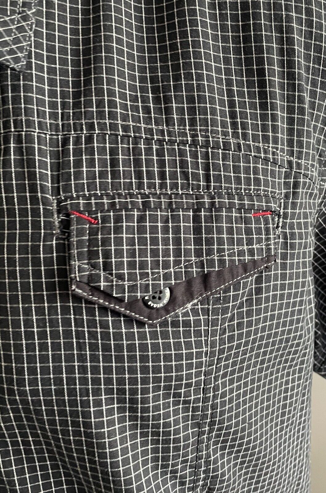 Mens VEGAS JEANS Short Sleeve Shirt Black & White Check Cotton Size XXXL NEW
