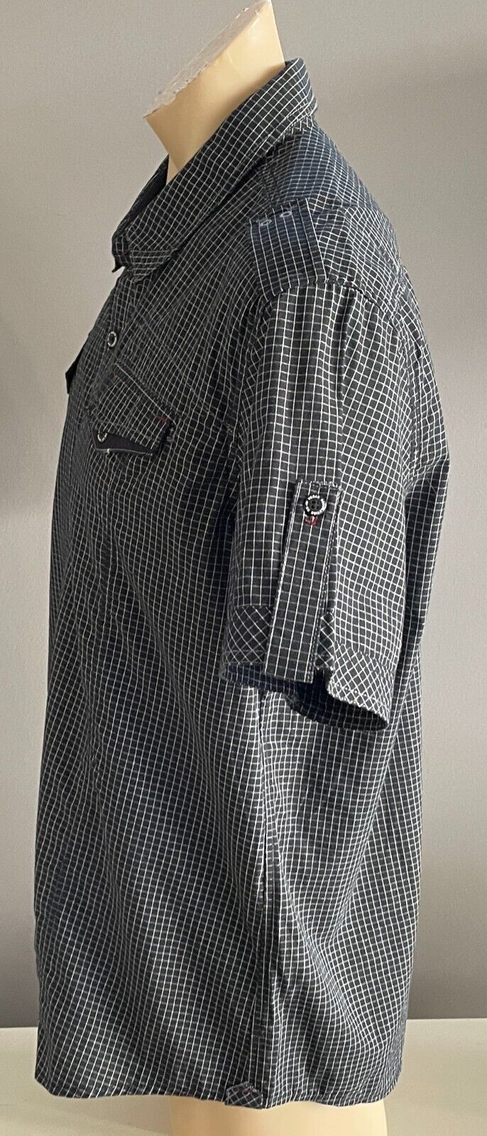 Mens VEGAS JEANS Short Sleeve Shirt Black & White Check Cotton Size XXXL NEW