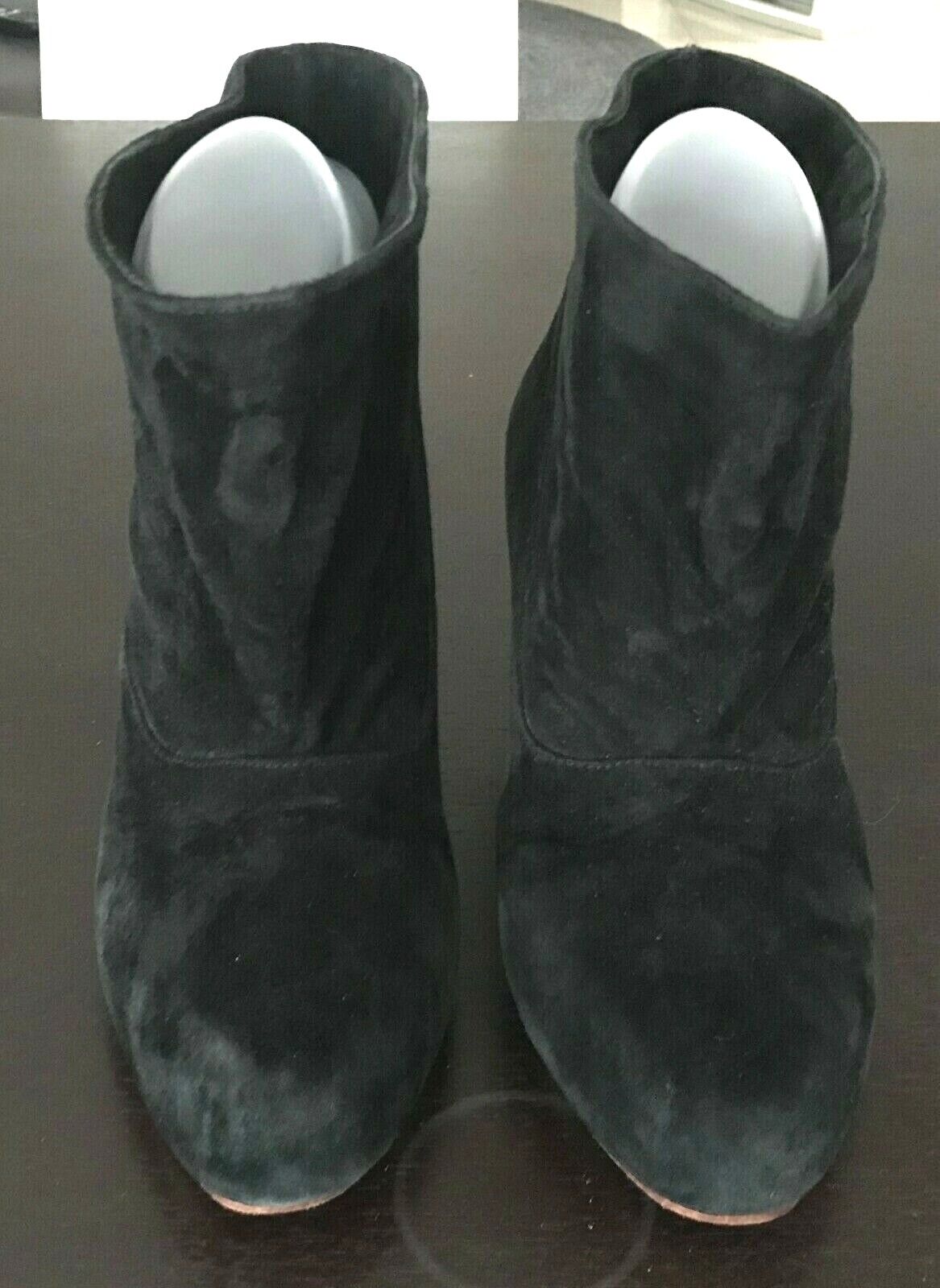 MOGIL Ankle Boots Black Soft Suede Low Mid Heel Fold Over  Booties Sz 41 10