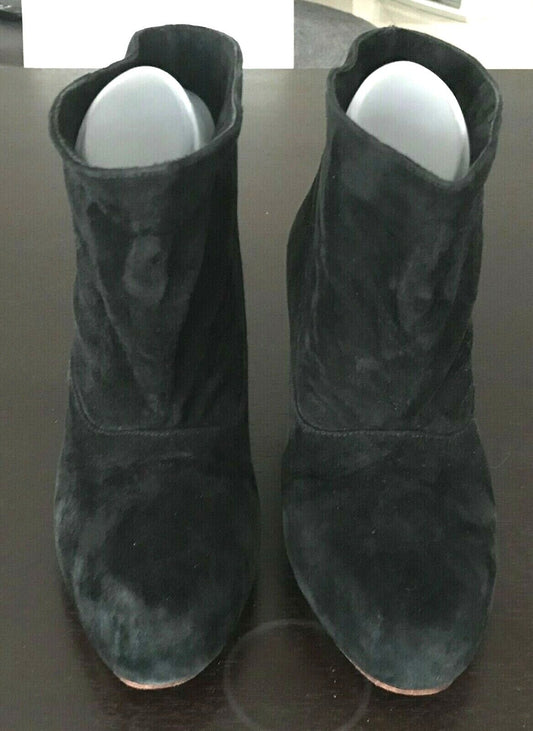 MOGIL Ankle Boots Black Soft Suede Low Mid Heel Fold Over  Booties Sz 41 10