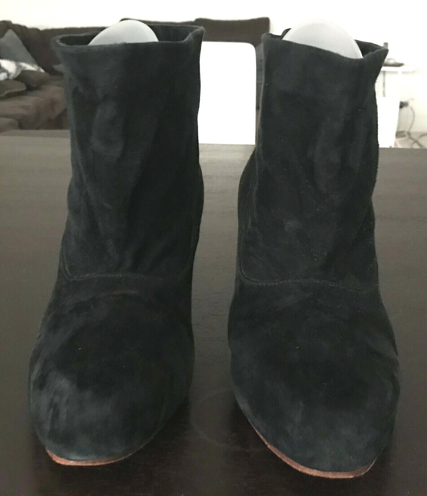 MOGIL Ankle Boots Black Soft Suede Low Mid Heel Fold Over  Booties Sz 41 10