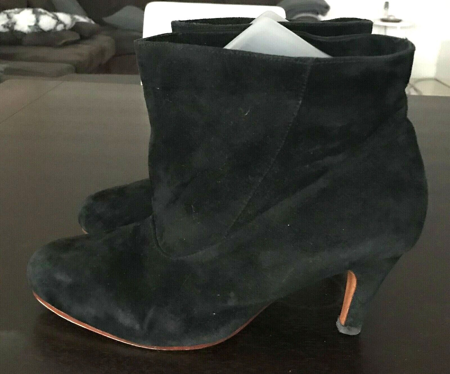 MOGIL Ankle Boots Black Soft Suede Low Mid Heel Fold Over  Booties Sz 41 10