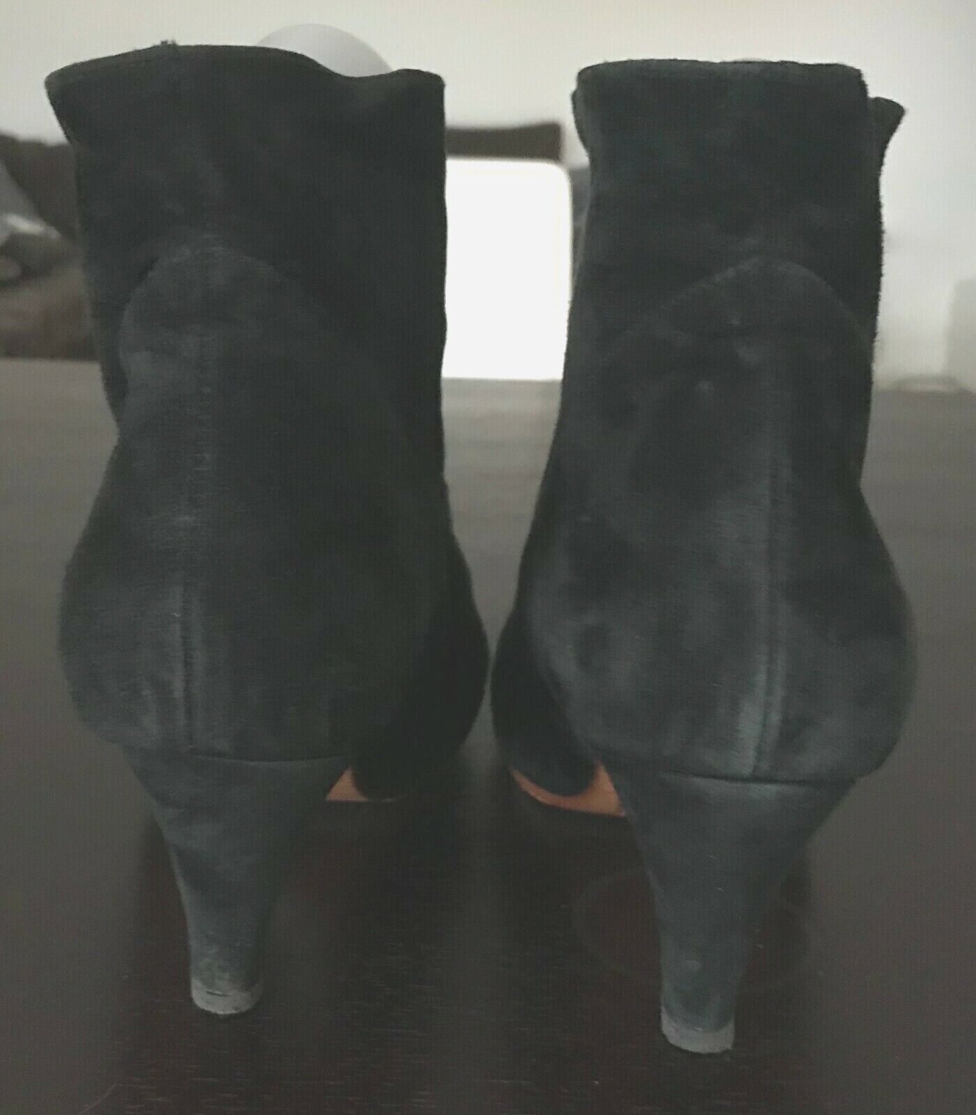 MOGIL Ankle Boots Black Soft Suede Low Mid Heel Fold Over  Booties Sz 41 10