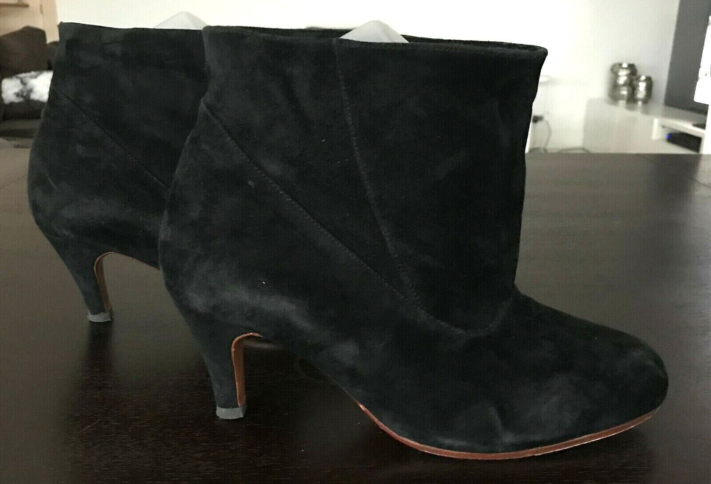 MOGIL Ankle Boots Black Soft Suede Low Mid Heel Fold Over  Booties Sz 41 10