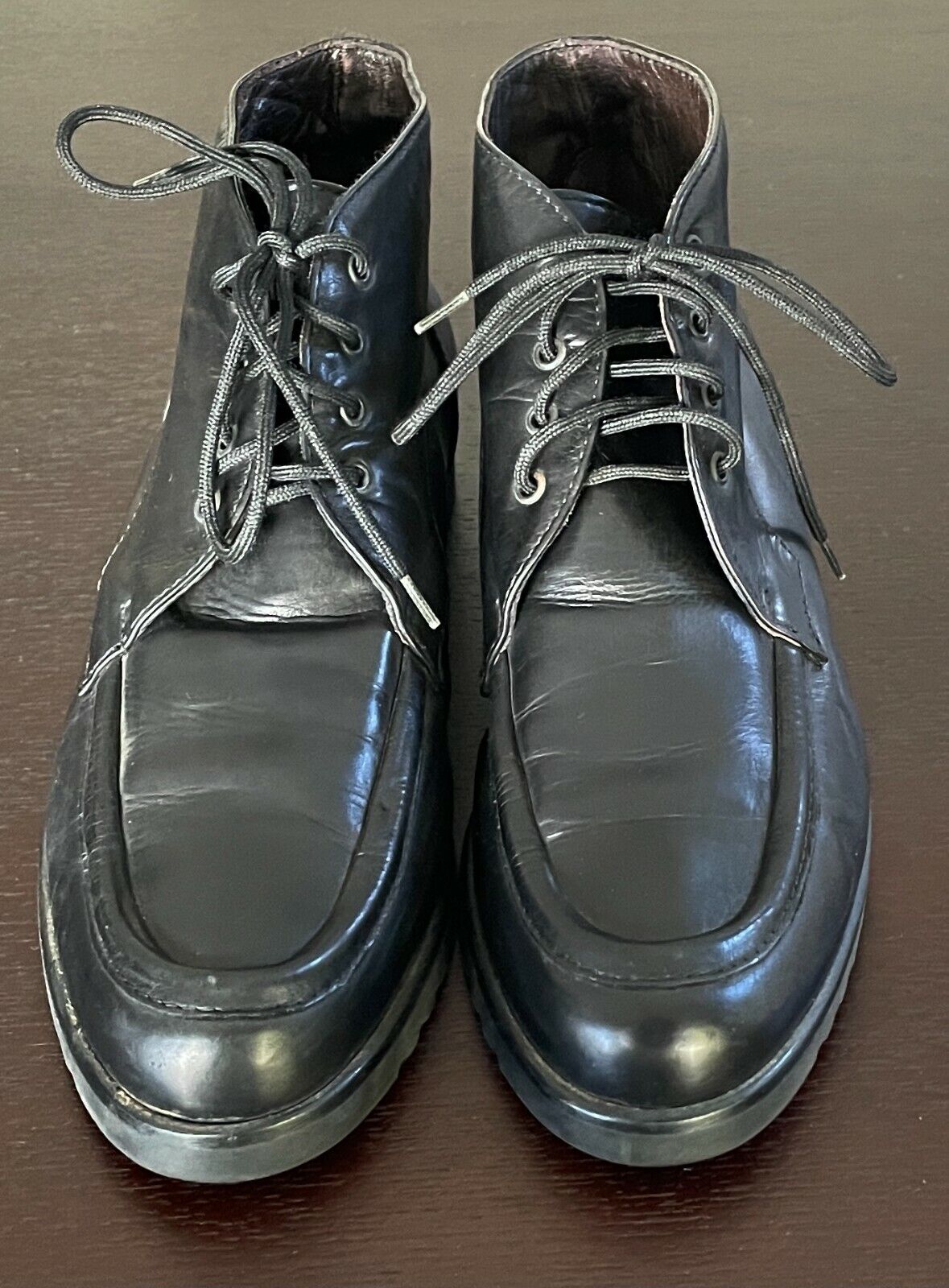 Ladies FILIPPO RAPHAEL Soft Black Leather Round Toe Tie Flat Ankle Boots Sz 39