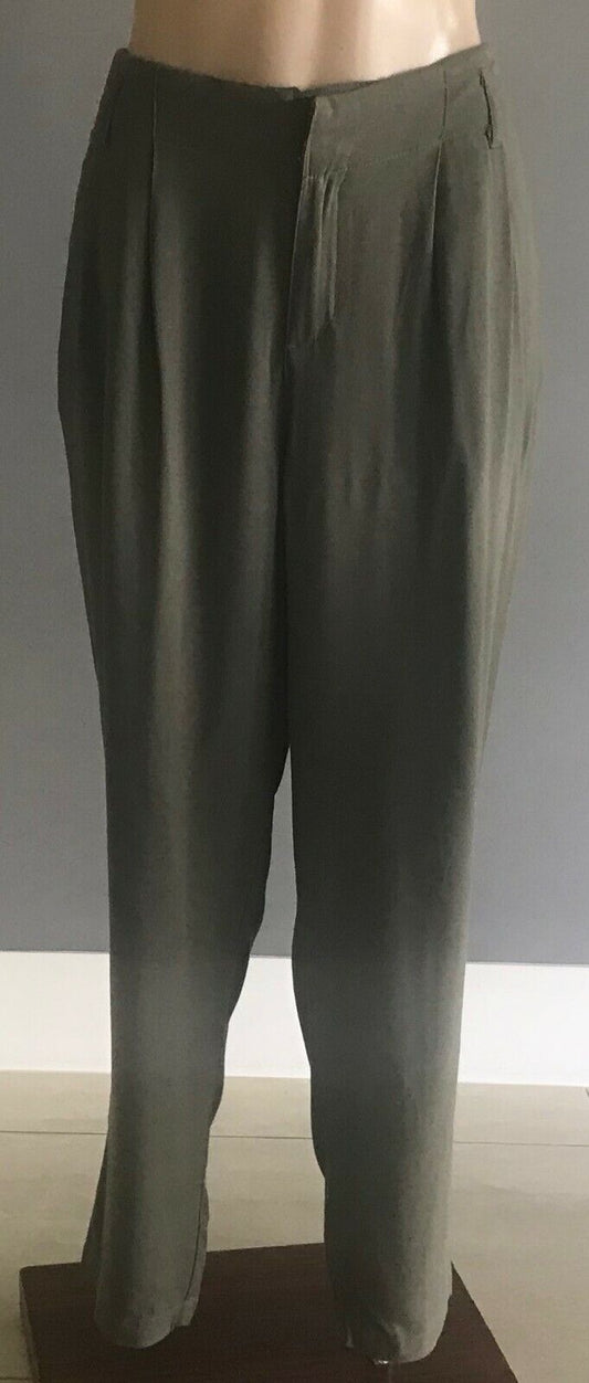NOW Pants Khaki Pleated Full Length Trousers Ladies Size 14 Casual Work Wear