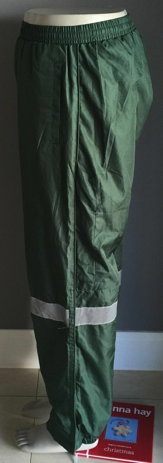 Mens BIZ COLLECTION HiViz Pants Track Green & Silver Loose Fit Polyester Size XL