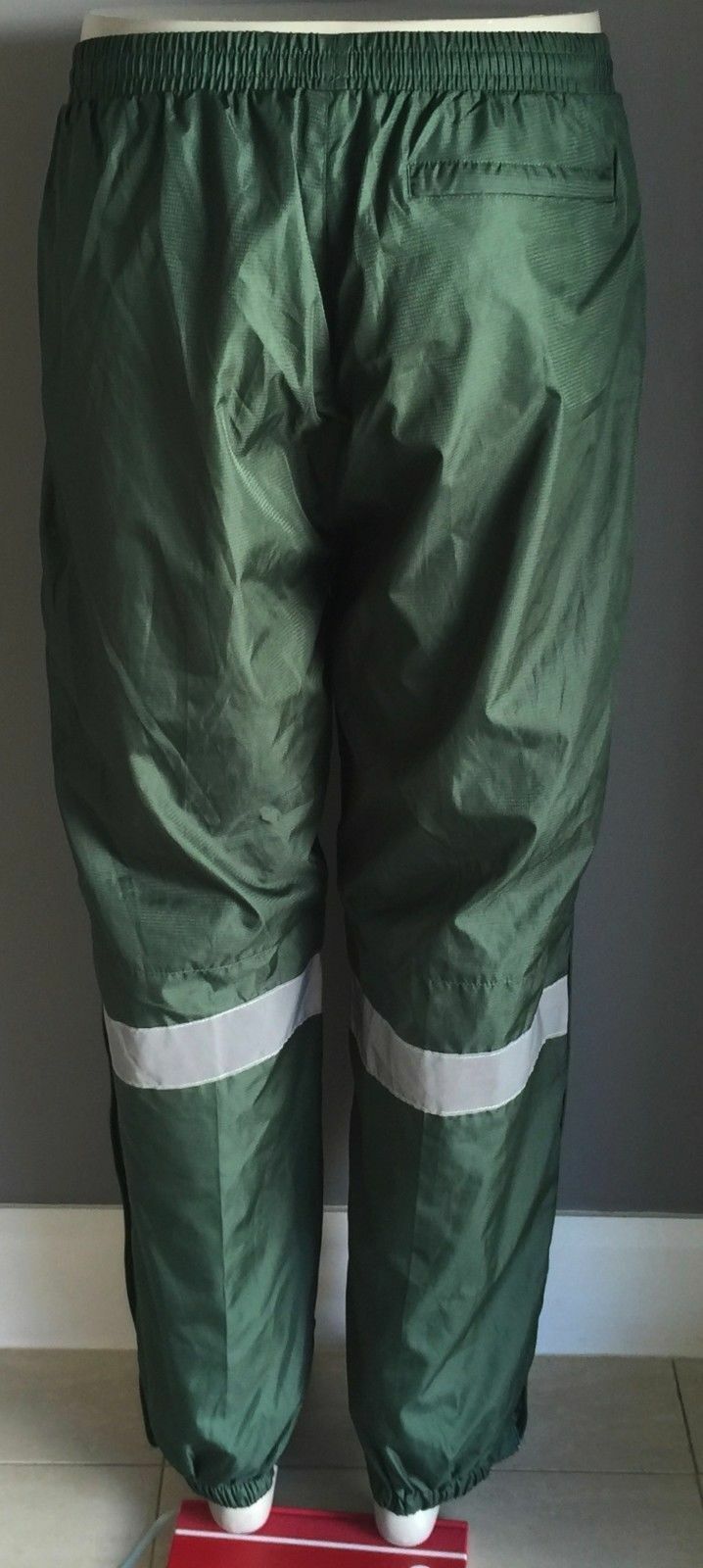 Mens BIZ COLLECTION HiViz Pants Track Green & Silver Loose Fit Polyester Size XL