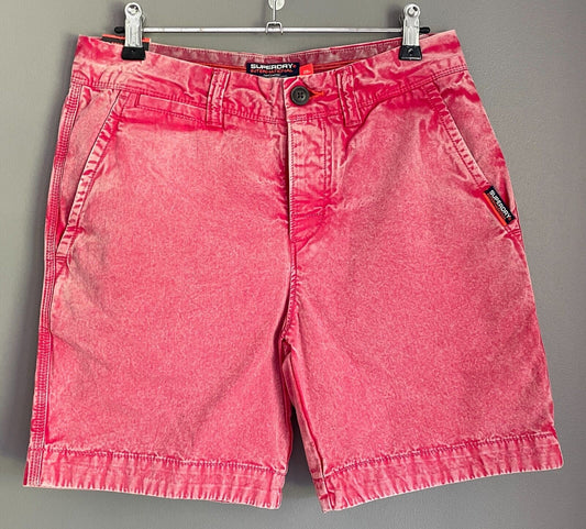 SUPERDRY Chino ShortsMens New Wave Red Casual Mid Rise Size 29 / 76cm Waist NEW