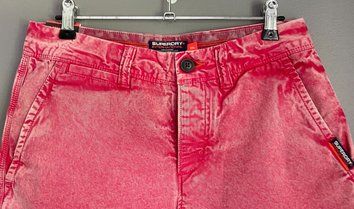 SUPERDRY Chino ShortsMens New Wave Red Casual Mid Rise Size 29 / 76cm Waist NEW