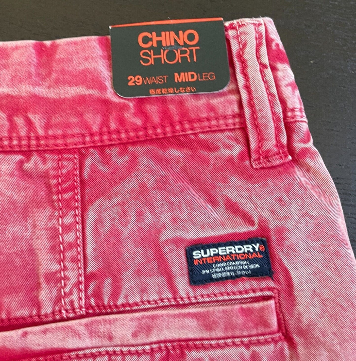SUPERDRY Chino ShortsMens New Wave Red Casual Mid Rise Size 29 / 76cm Waist NEW