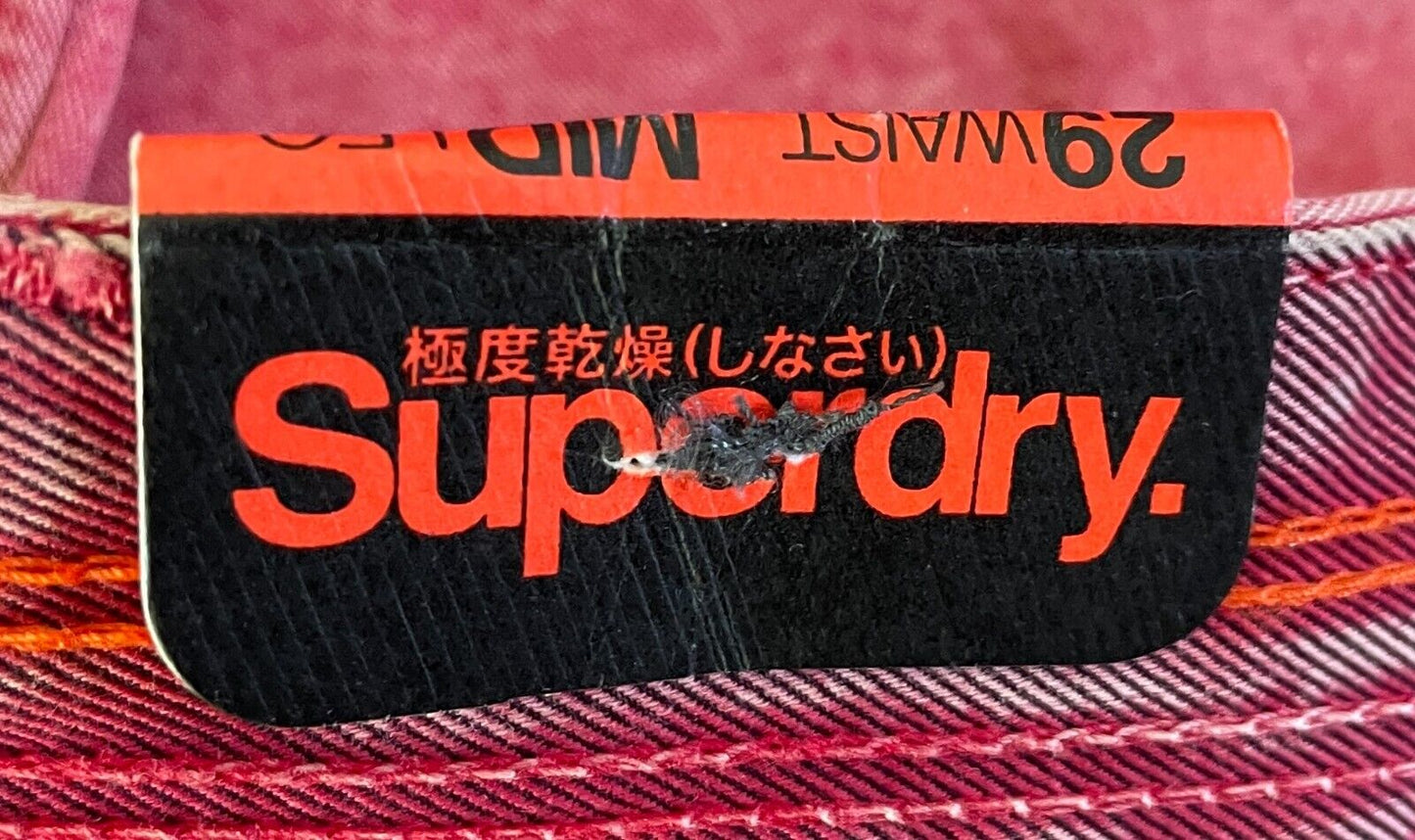 SUPERDRY Chino ShortsMens New Wave Red Casual Mid Rise Size 29 / 76cm Waist NEW