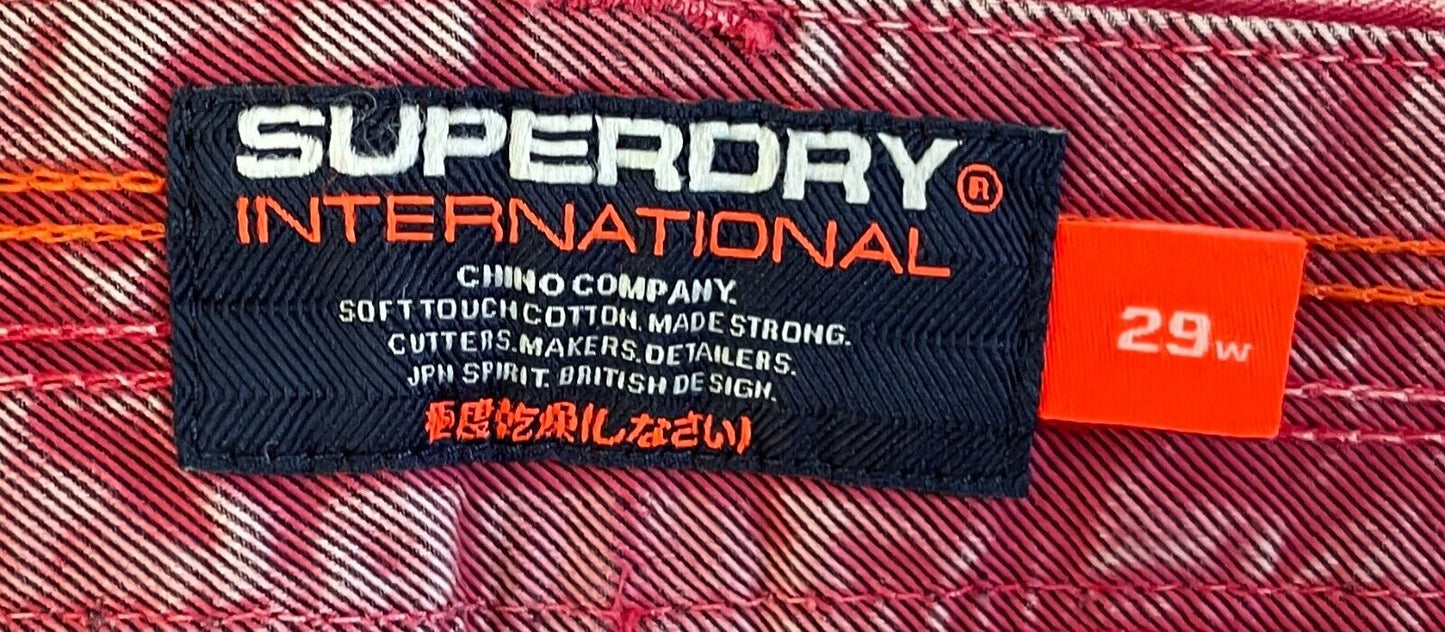 SUPERDRY Chino ShortsMens New Wave Red Casual Mid Rise Size 29 / 76cm Waist NEW