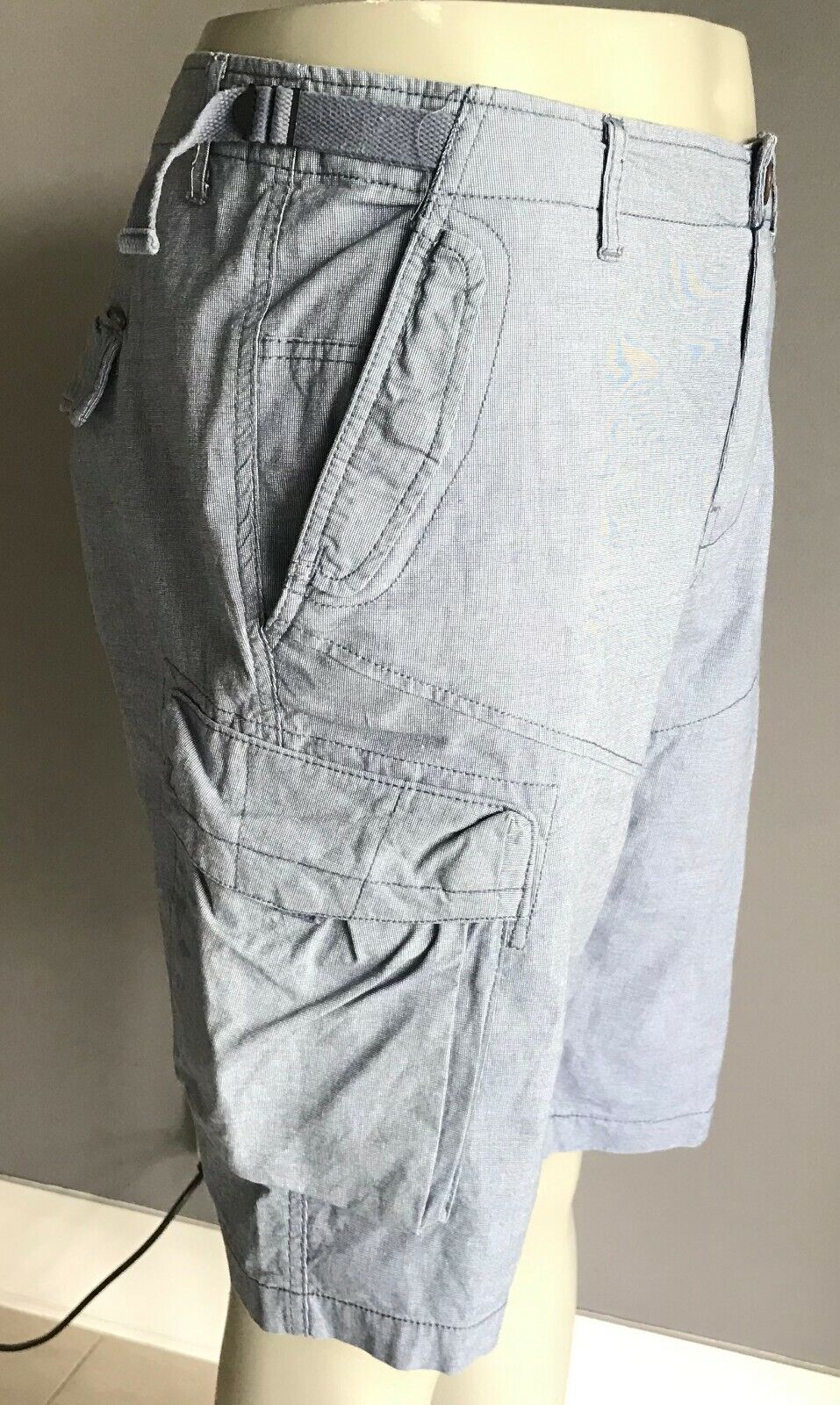 Cargo Shorts YD Blue Casual Side Pockets Mid Length Mens Size 38