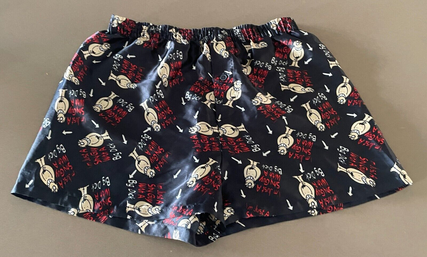 THE SKANSEN TEE SHIRT COMPANY Boxer Shorts 1990s Naughty Print Black Novelty PJ