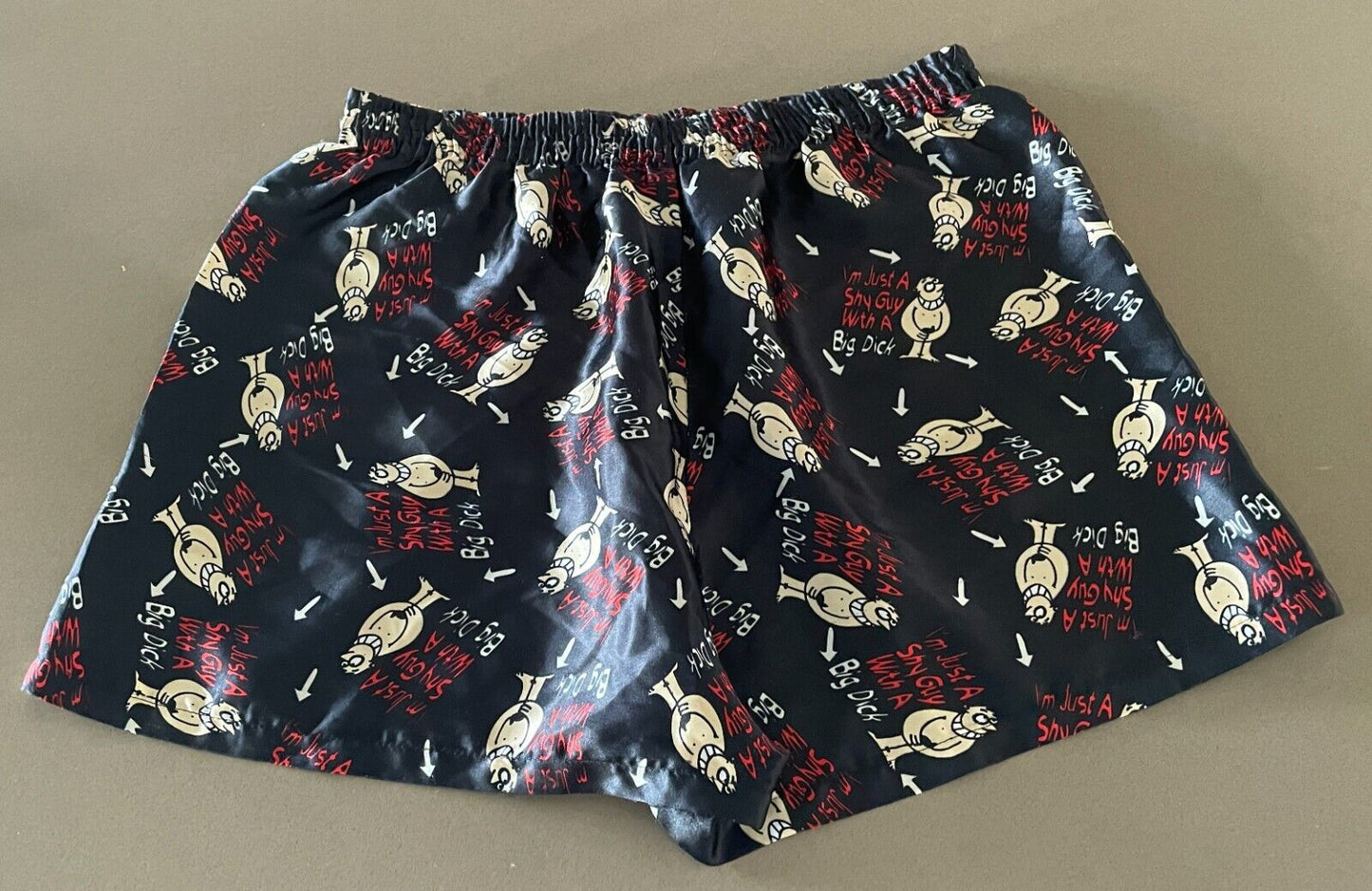 THE SKANSEN TEE SHIRT COMPANY Boxer Shorts 1990s Naughty Print Black Novelty PJ