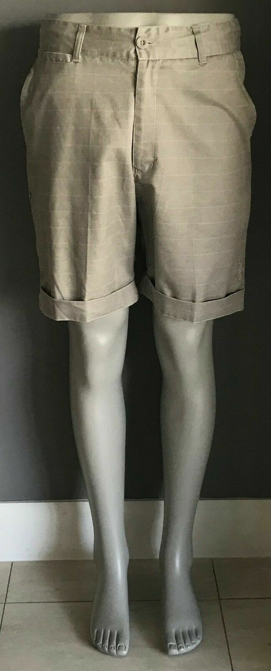 Long Shorts HURTLE Light Khaki Stripe Cuffed Leg Casual  Shorts Mens Size M