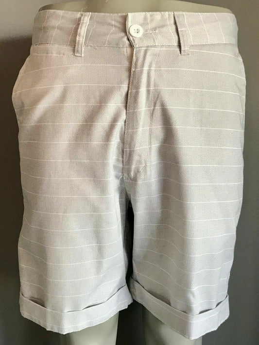 Casual Shorts HURTLE Mens Light Grey & White Stripe Cuffed Hem  Size M