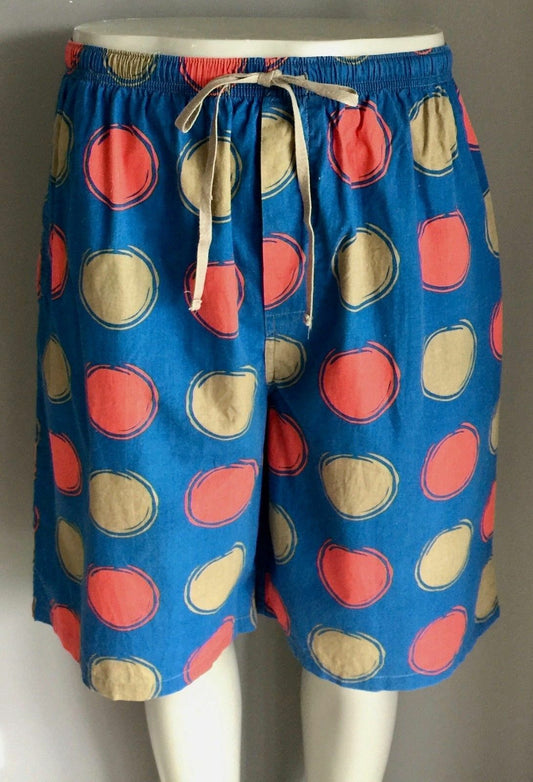 Long Shorts COASTVIBE Blue Bermuda Elastic Waist Red Khaki Dot Print TrainSize L