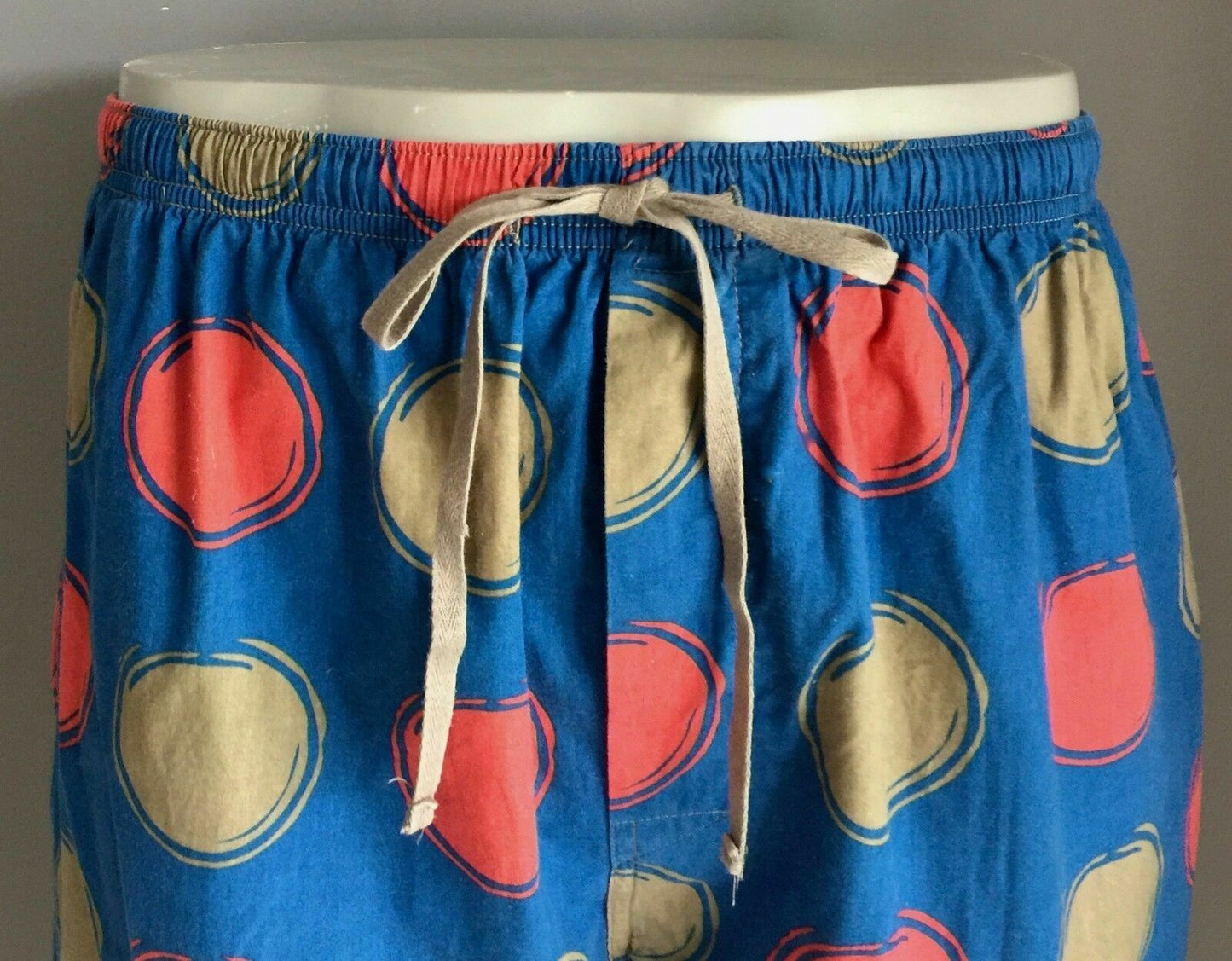 Long Shorts COASTVIBE Blue Bermuda Elastic Waist Red Khaki Dot Print TrainSize L