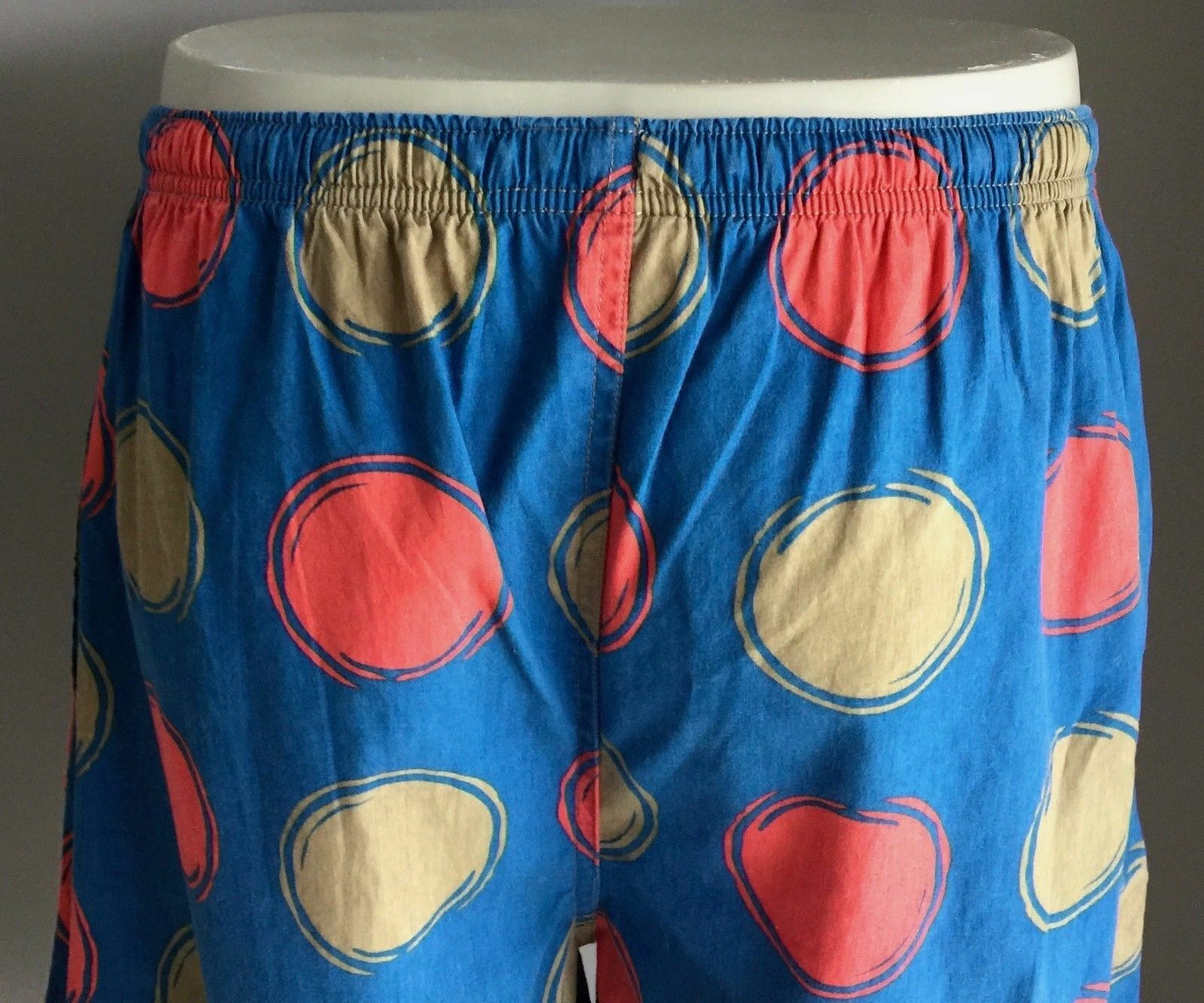 Long Shorts COASTVIBE Blue Bermuda Elastic Waist Red Khaki Dot Print TrainSize L