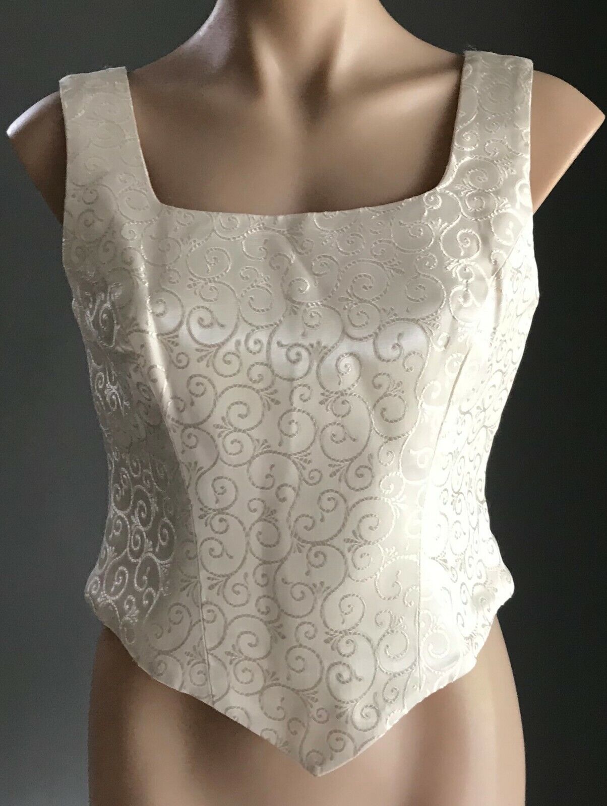 Formal Corset Top Cream Baroque Brocade Jacquard  Vest Style Top Ladies Size 10
