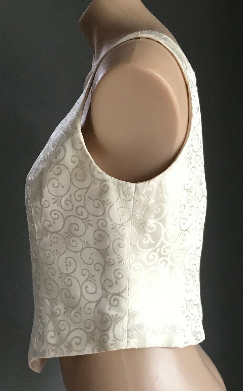 Formal Corset Top Cream Baroque Brocade Jacquard  Vest Style Top Ladies Size 10