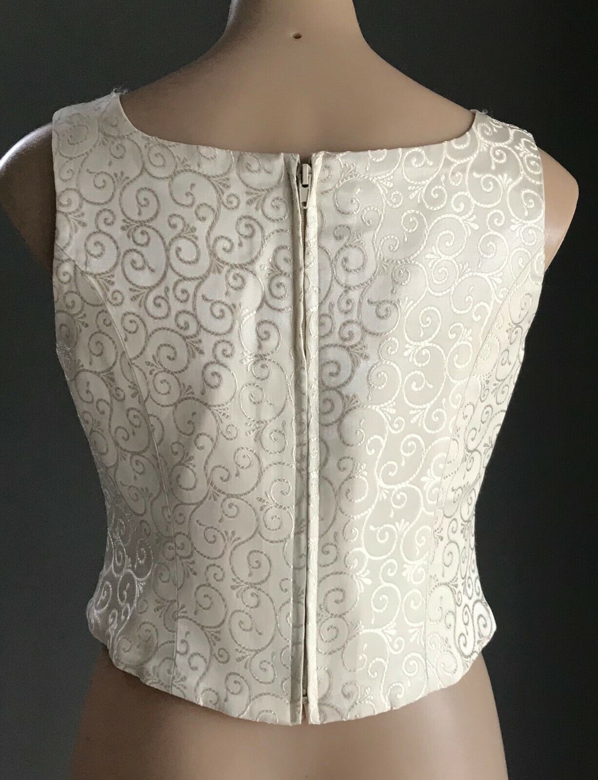 Formal Corset Top Cream Baroque Brocade Jacquard  Vest Style Top Ladies Size 10
