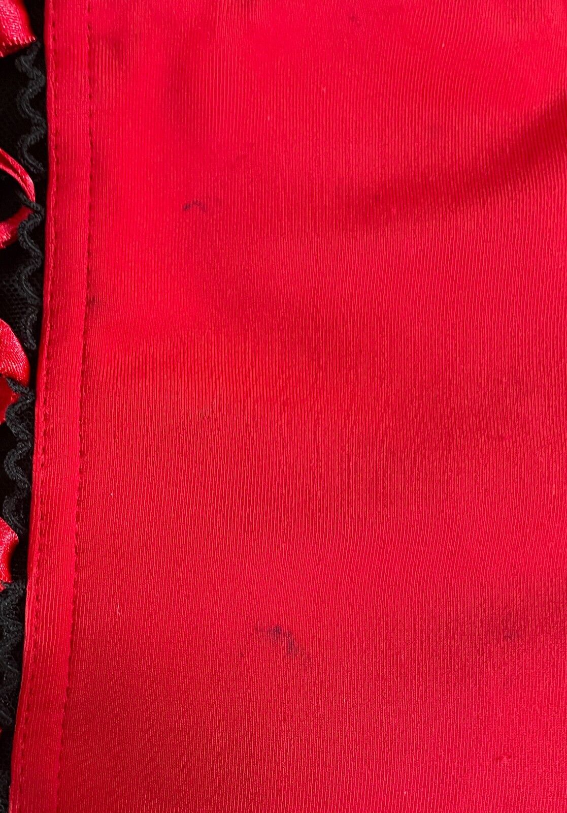 SHORT STORIES Red Corset Hook & Eye Tie Up Closure Black Lace Trim Size 8 *Mark