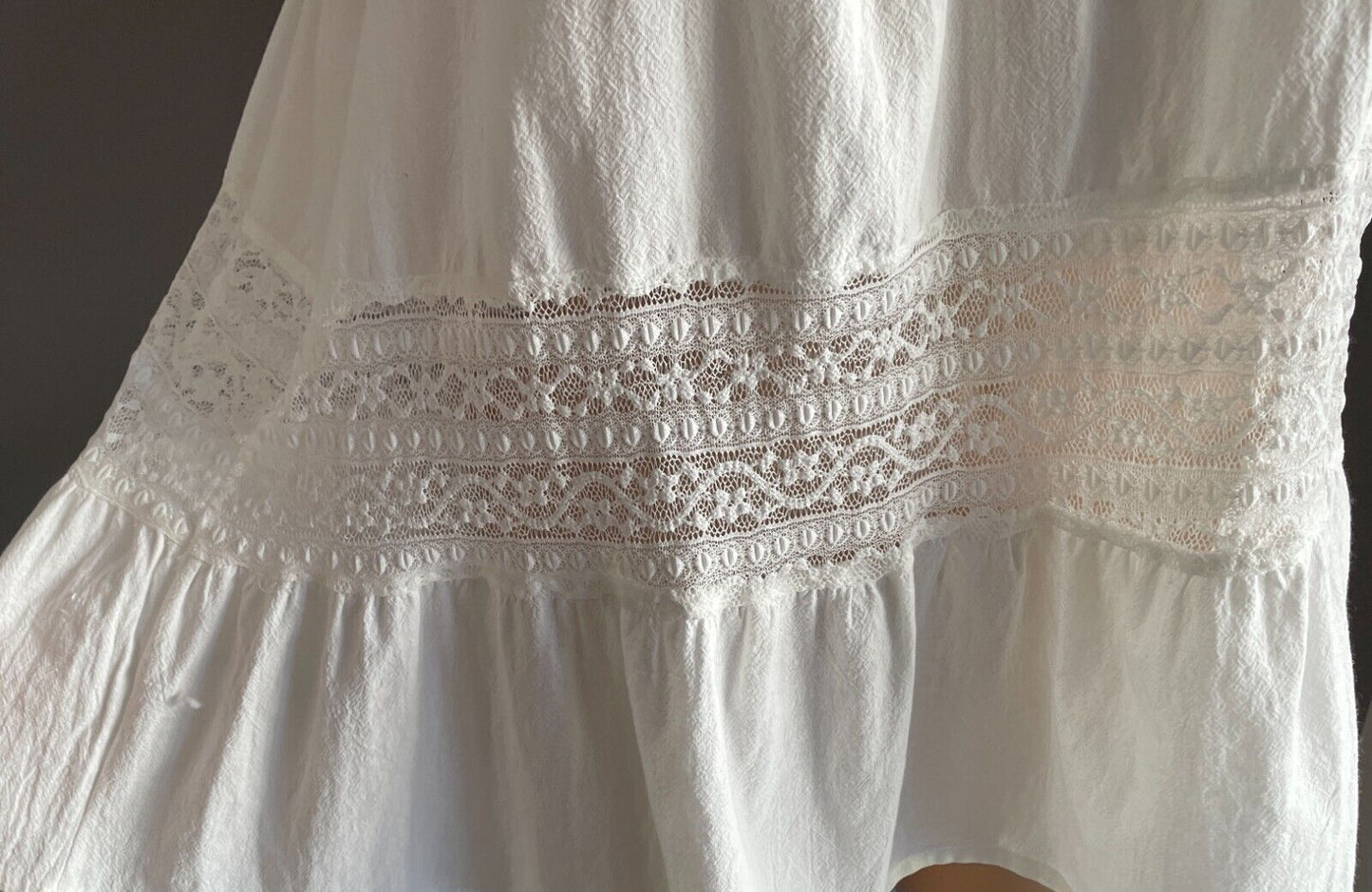 MISSLOOK Cami Top White Linen & Lace Panel Sleeveless Adjustable Strap Size XXL
