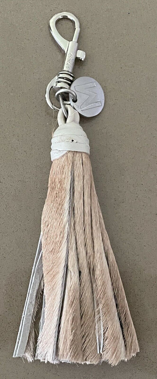 MOOI Beige Pony Hair Large Tassel Use as a Keyring OR Hang Bag Purse Belt NEW