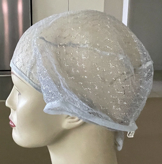 HAIR NET Vintage 1950’s Kleinerts GLITTER GLAMOUR Blue Silver Nylon  Mylar w Tie