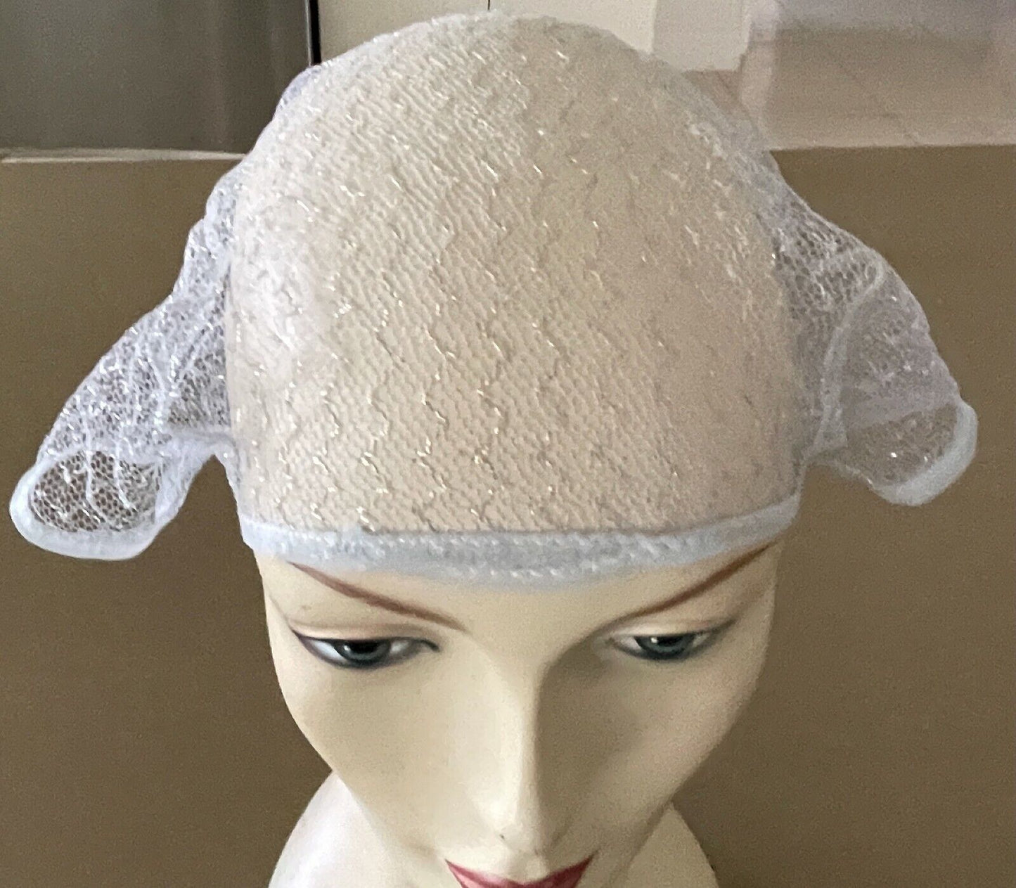 HAIR NET Vintage 1950’s Kleinerts GLITTER GLAMOUR Blue Silver Nylon  Mylar w Tie