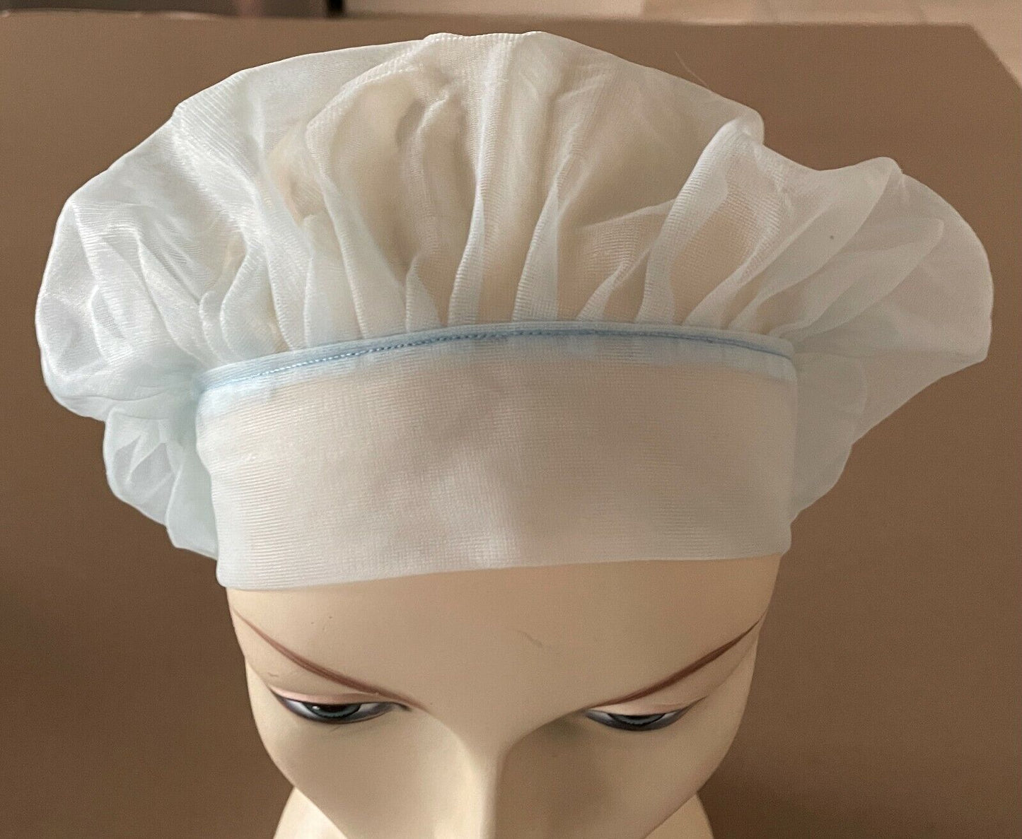HAIR NET Vintage 1950’s Housewife Light Blue Bri Nylon Hair Cover Tie No #1