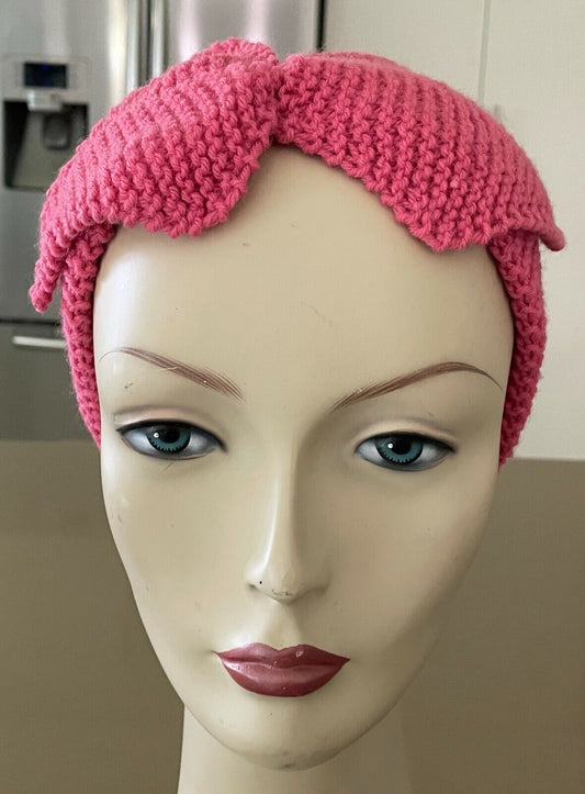 HEADBAND Pink Knit One Size Hair Band Fascinator Hair Head Band Vintage